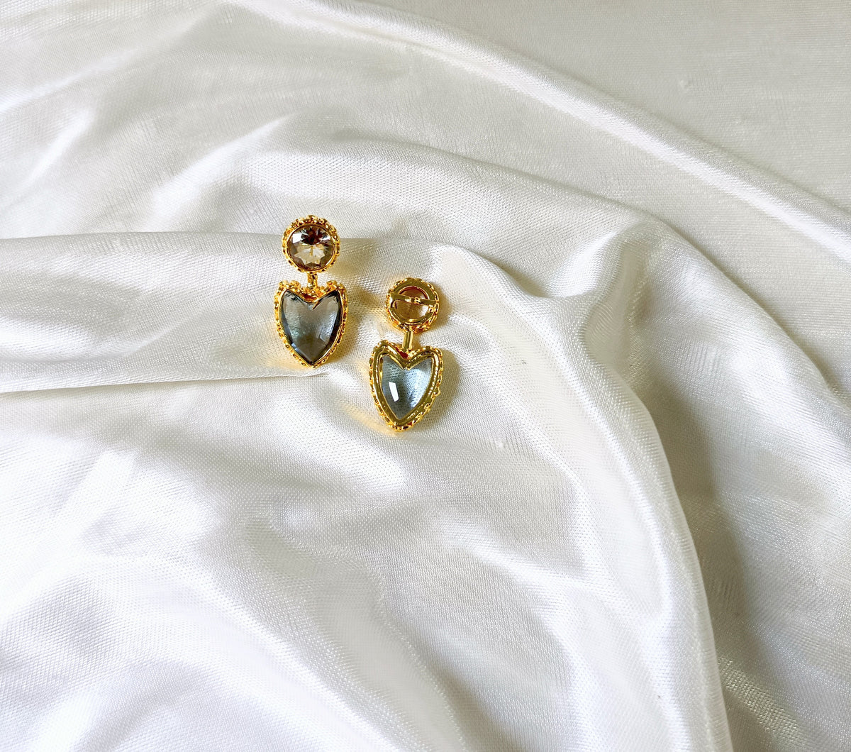 Elegant Heart Crystal Dangle Earrings