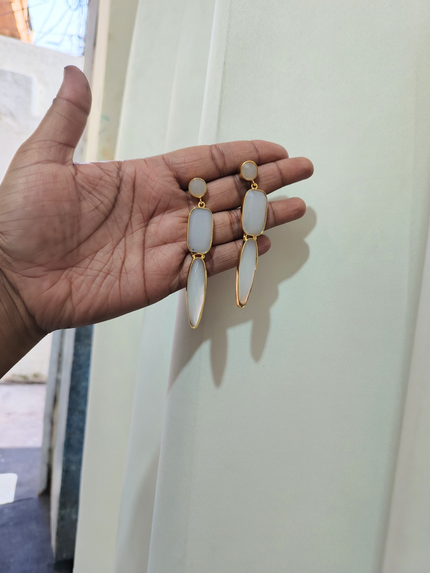 Multi- Stone Geometric Drop Earring