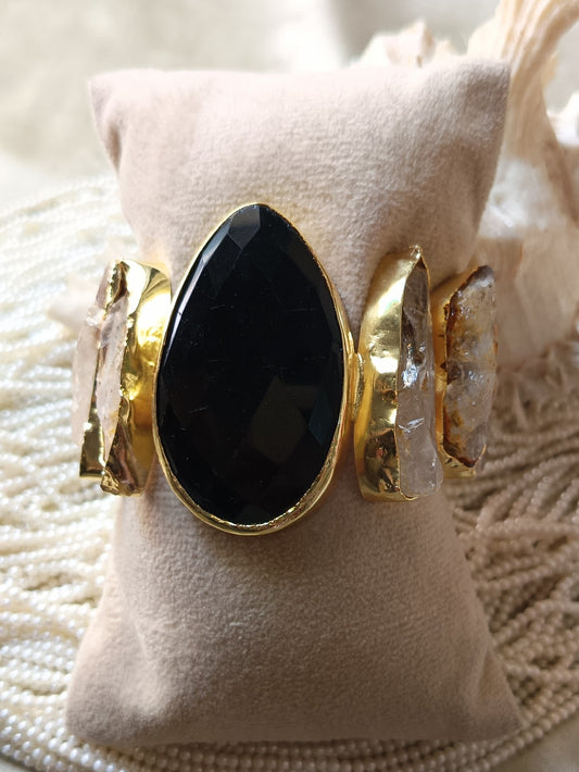 Black Onyx with Raw stones Handcuff