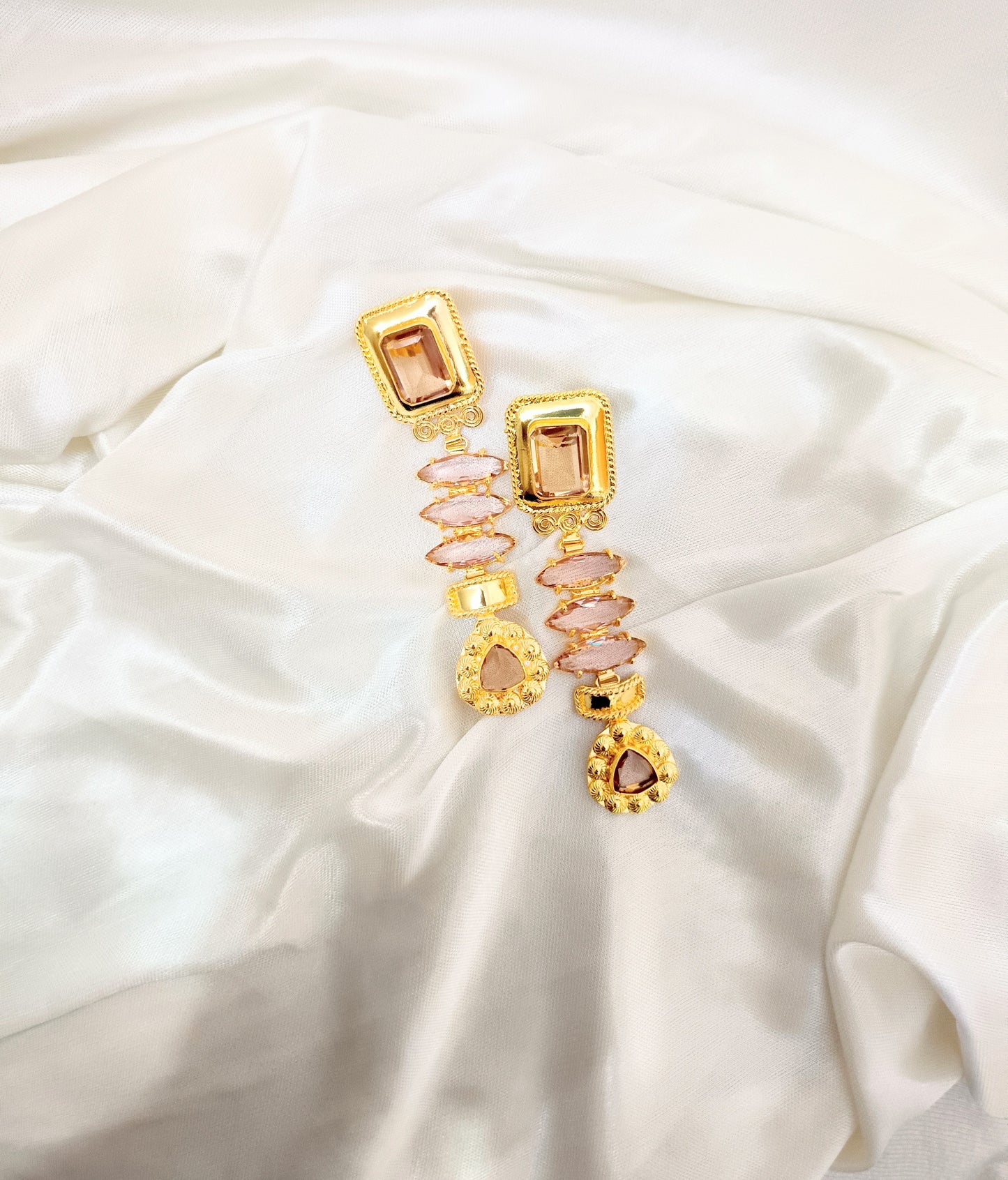 Elegant Geometric Stone Dangle Earrings