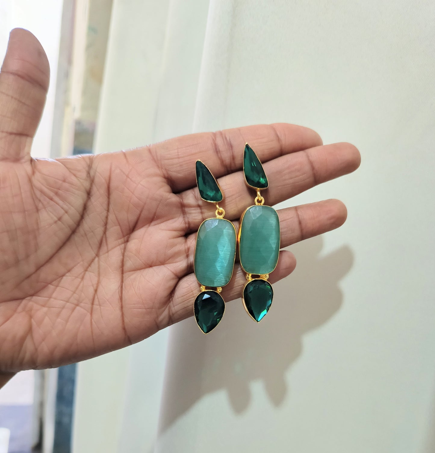 Multi- Stone Geometric Drop Earring