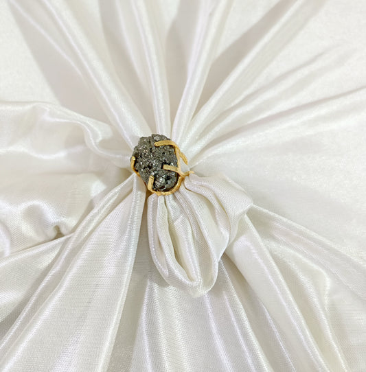 Natural Pyrite Druzy Gold-Plated Statement Ring