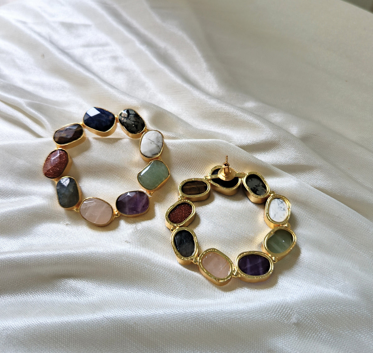 Colorful Semi-Precious Stone Earrings