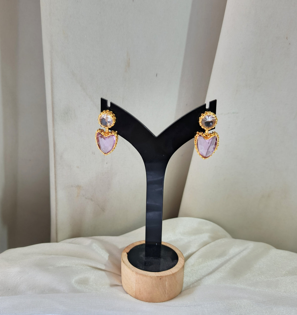Elegant Heart Crystal Dangle Earrings