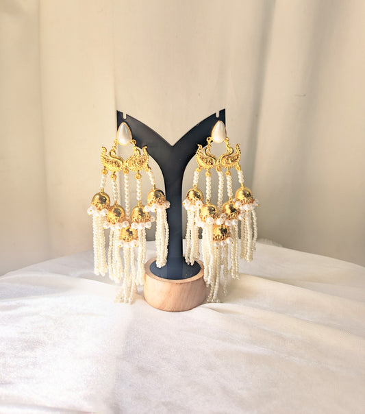 Royal Pearl Tassel Chandbali Earrings