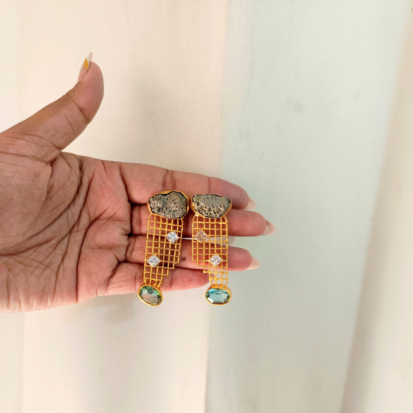 Luxury Gold Mesh Statement Earrings
