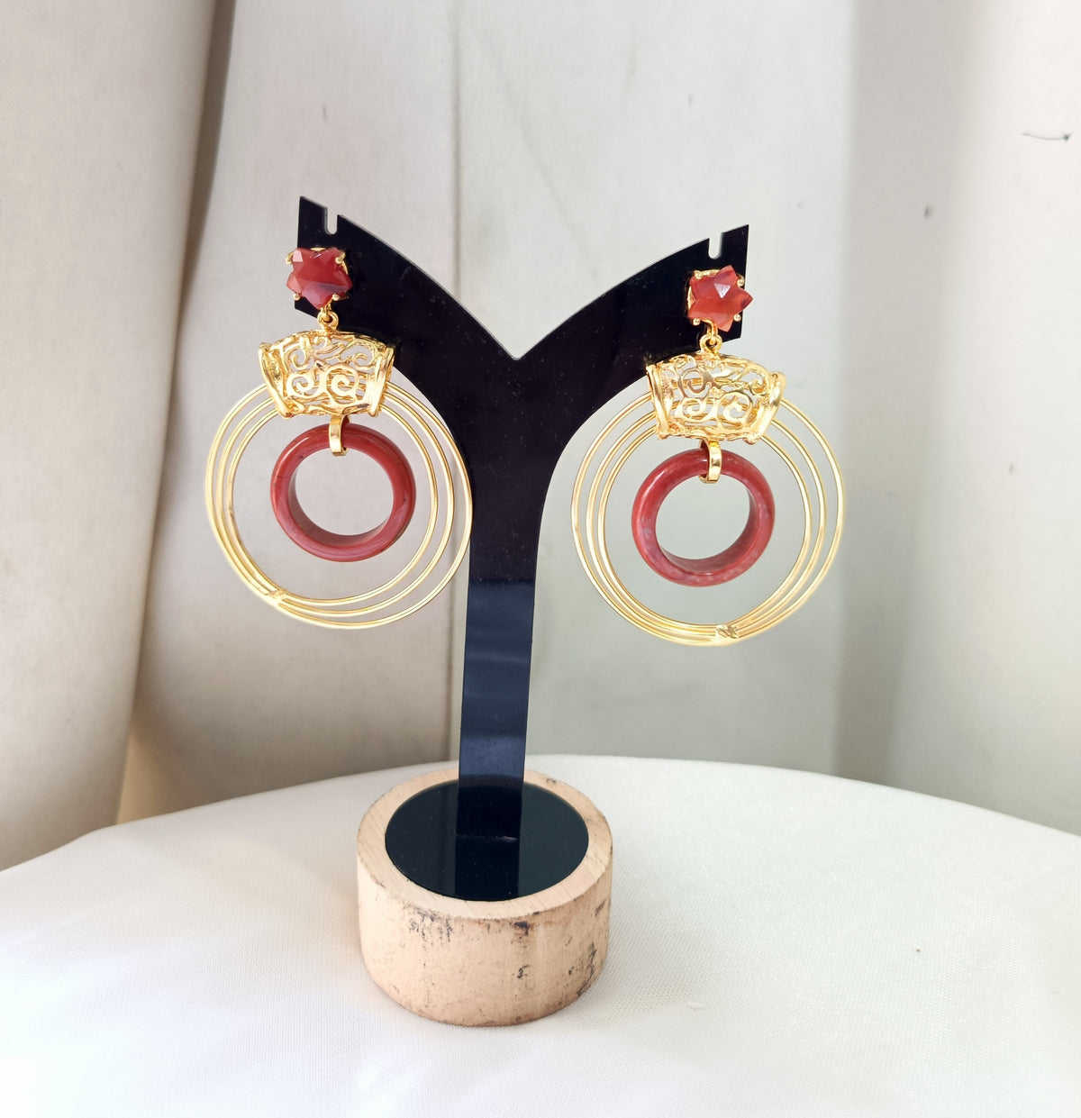 Elegant Gemstone Circle Earrings