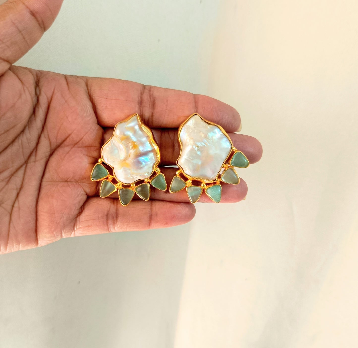 Ocean Mist Pearl Stud Earrings