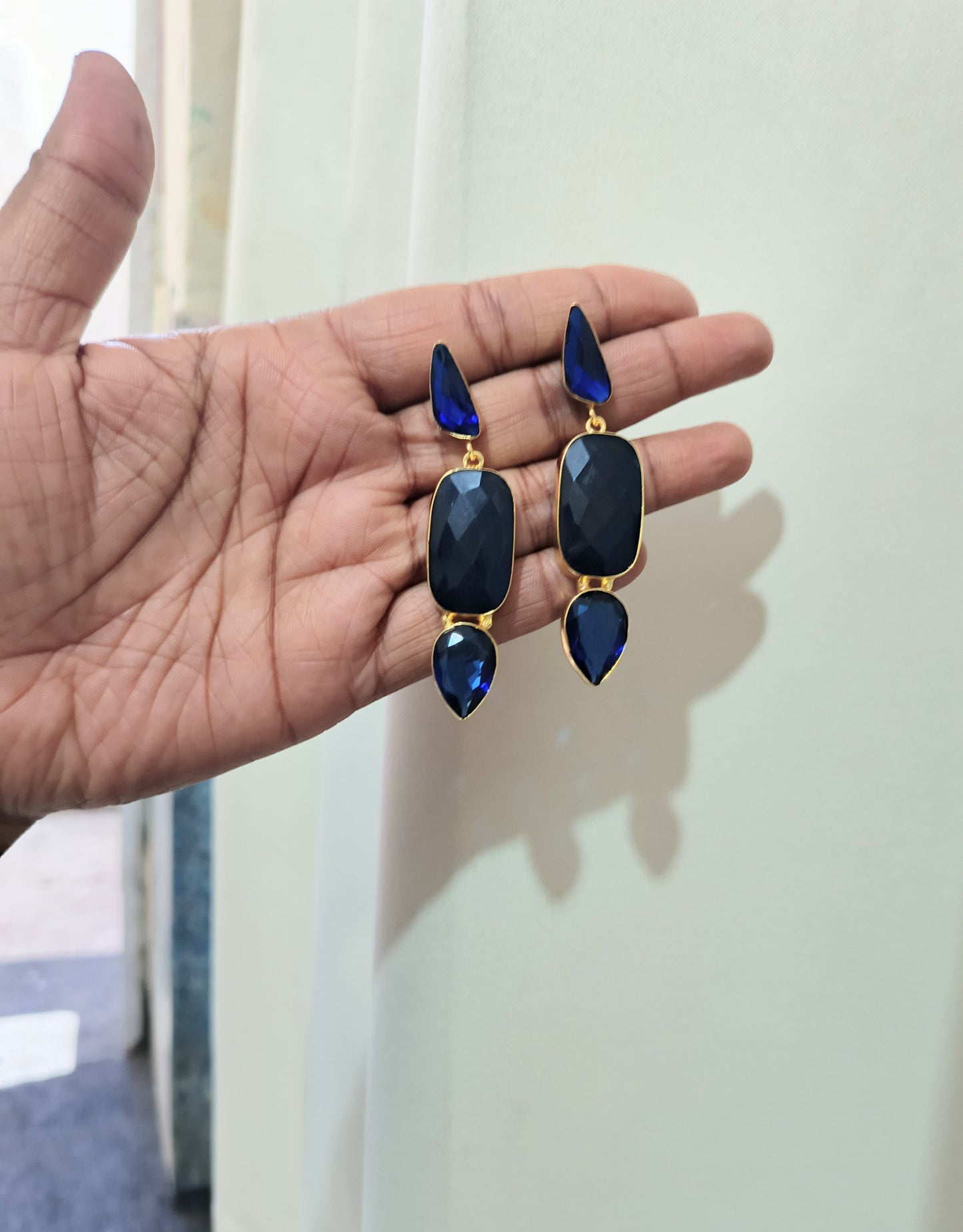 Multi- Stone Geometric Drop Earring