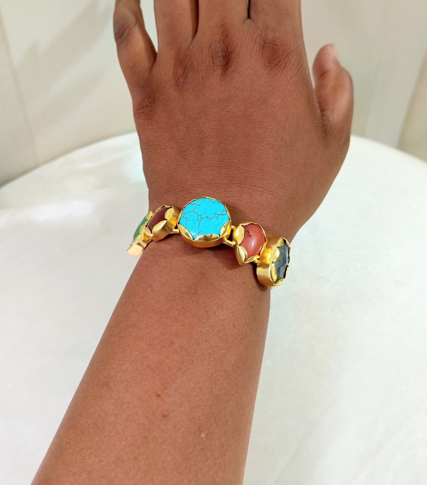 Natural Stone Statement Hand Cuff