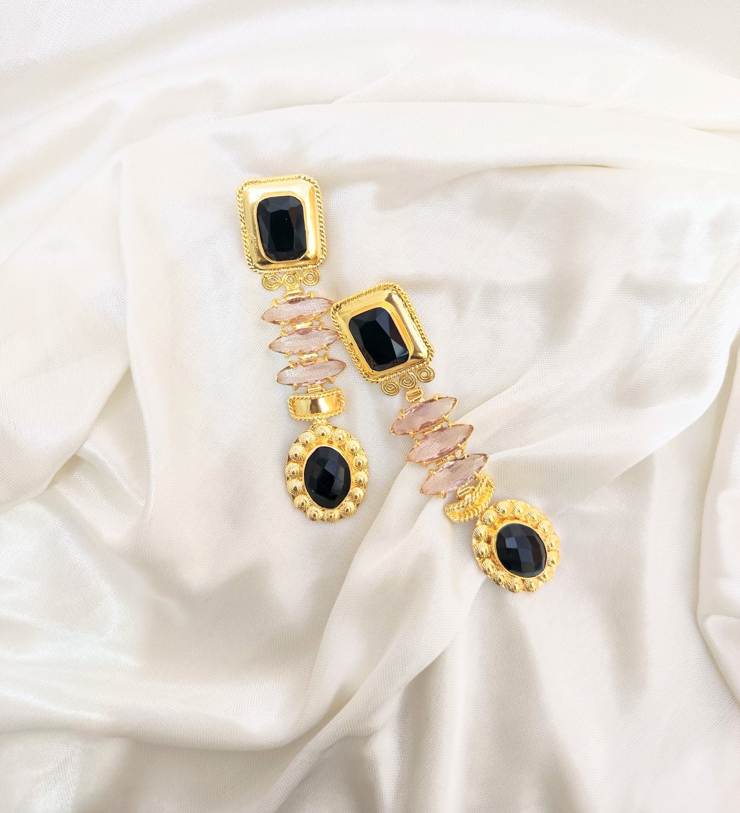 Elegant Geometric Stone Dangle Earrings