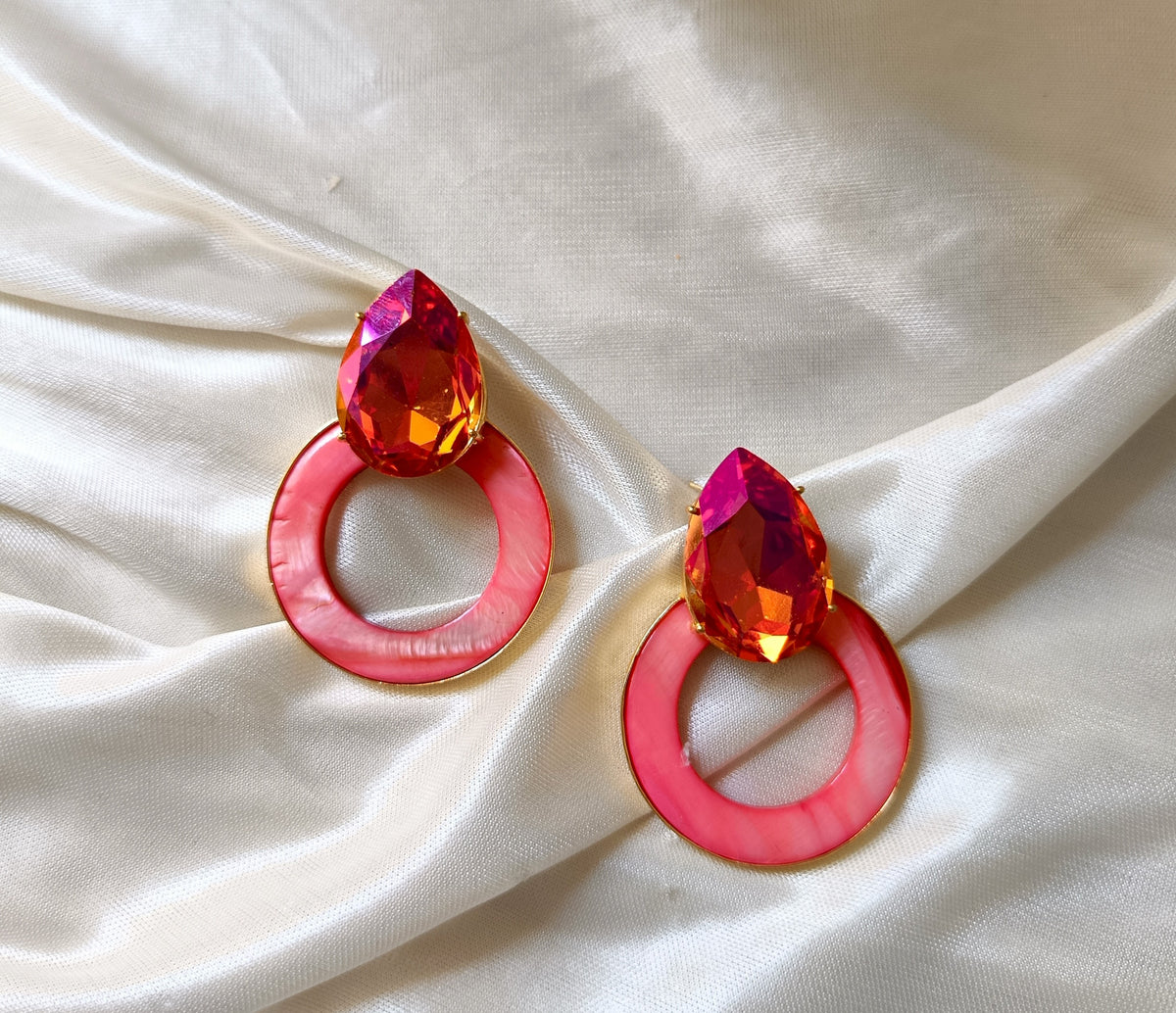 Iridescent Crystal Statement Earrings