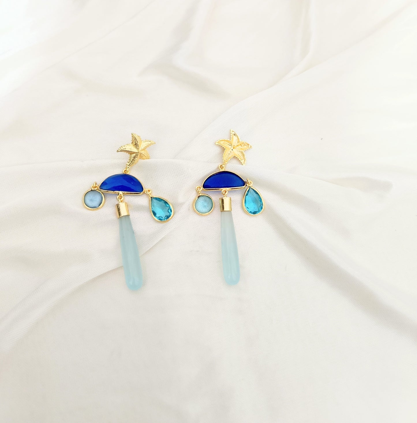 Starfish Inspired Blue Stone Drop Earring