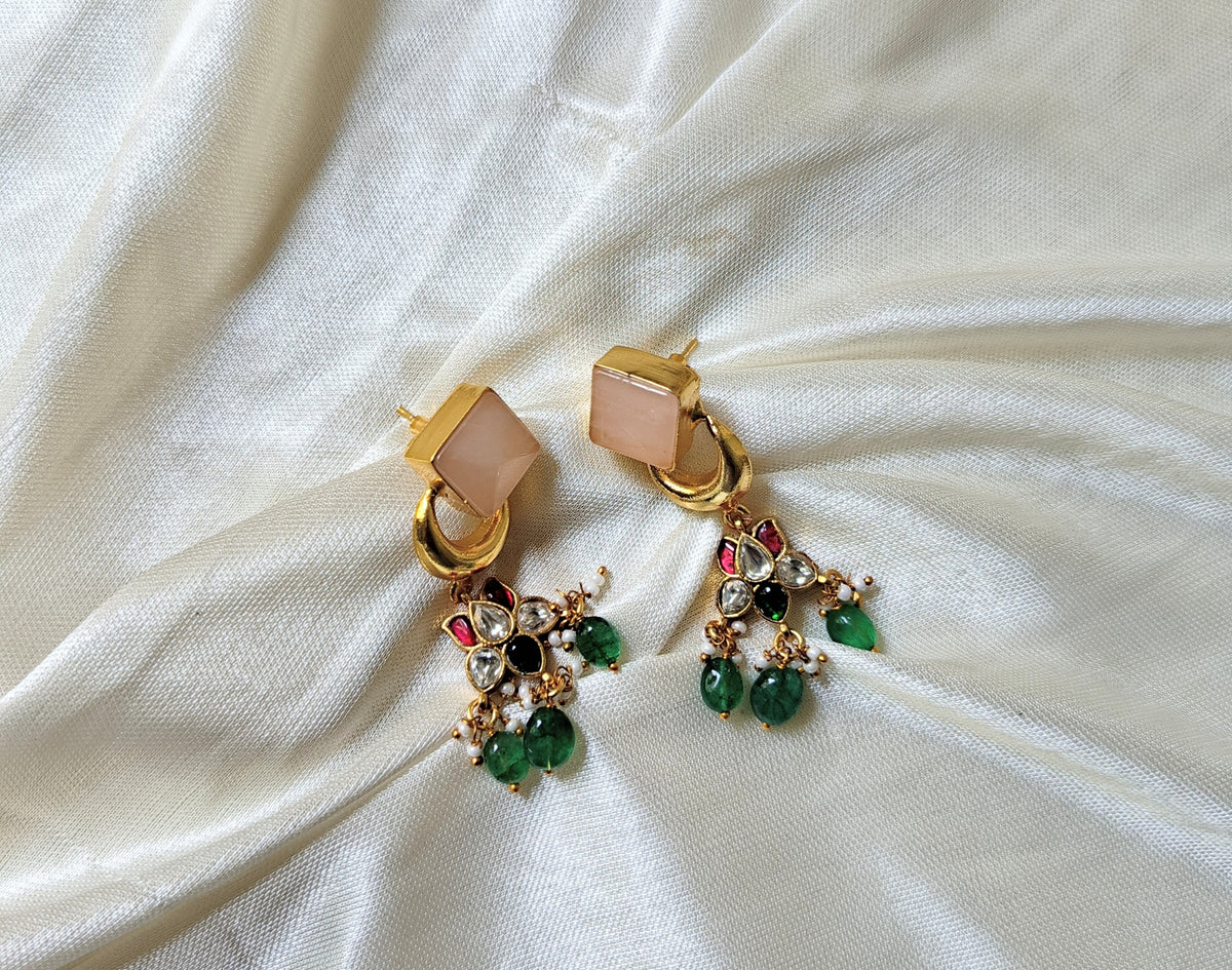 Elegant Multicolor Gemstone Dangle Earrings
