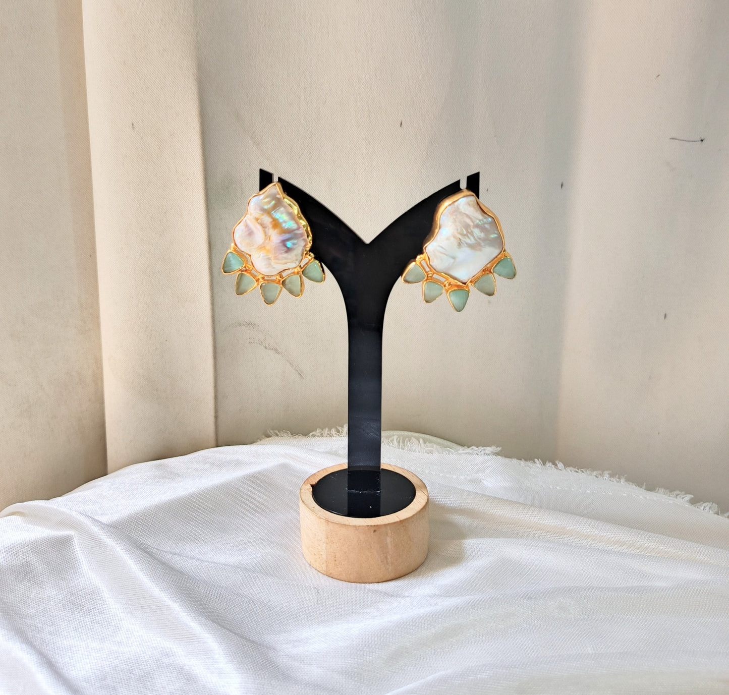 Ocean Mist Pearl Stud Earrings