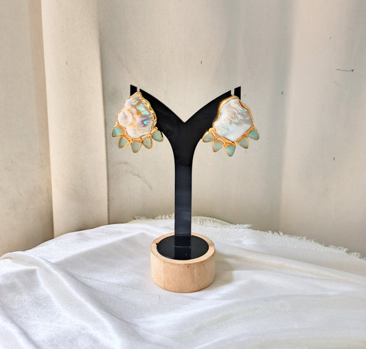 Ocean Mist Pearl Stud Earrings