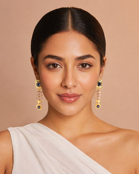 Elegant Geometric Stone Dangle Earrings