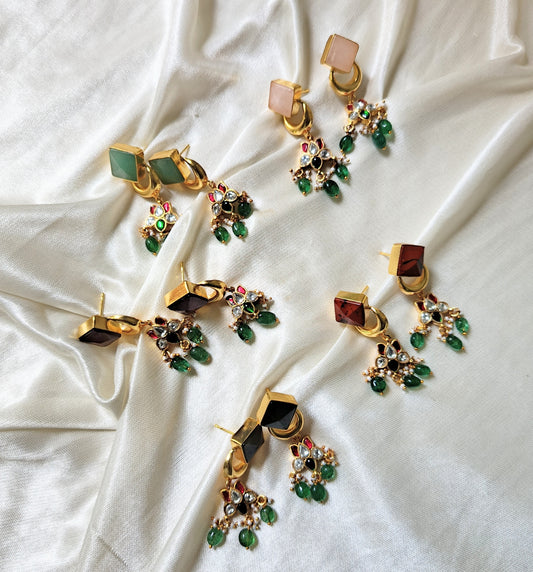 Elegant Multicolor Gemstone Dangle Earrings
