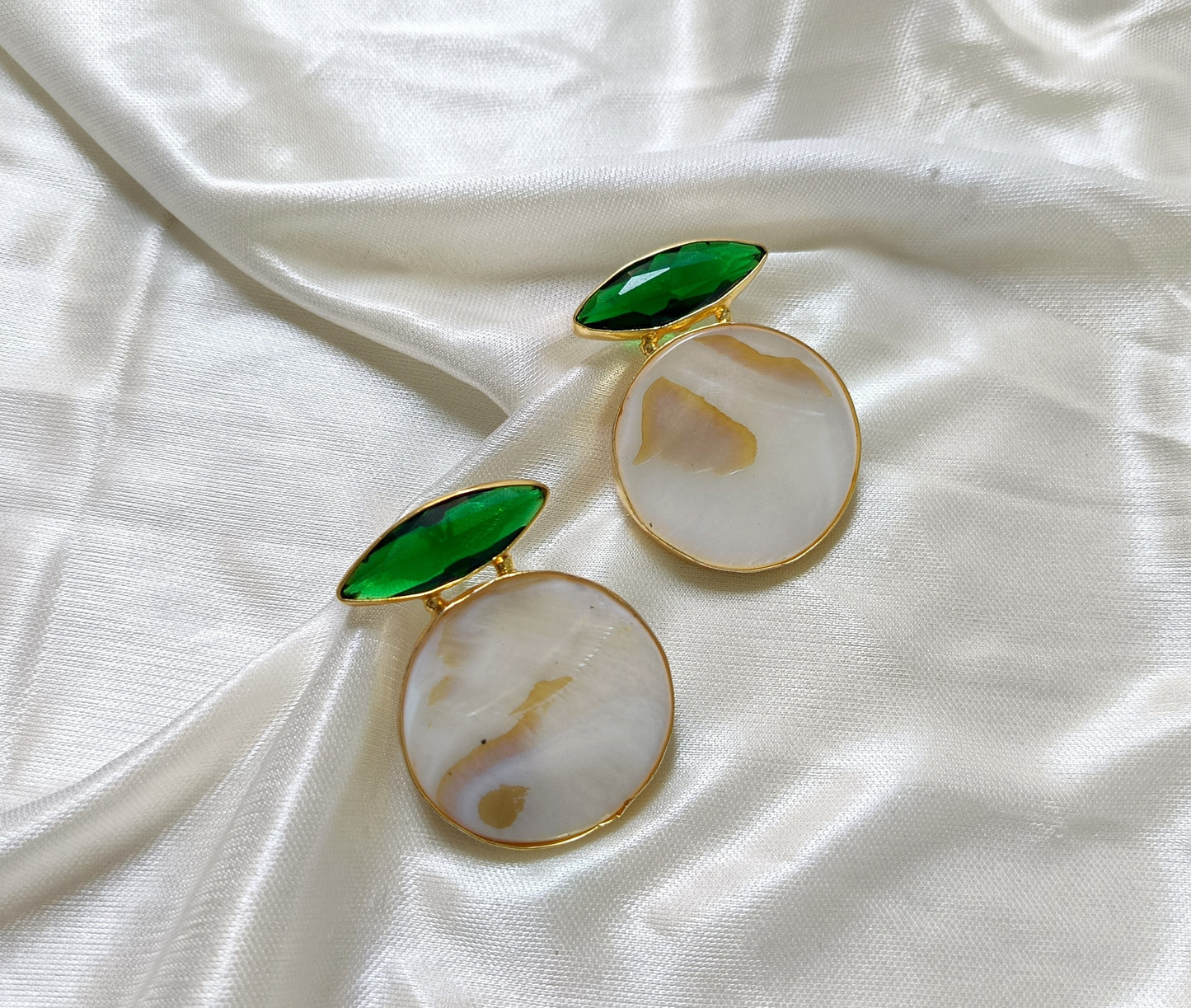 MOP Round Drop with Coloured gemstone Studs