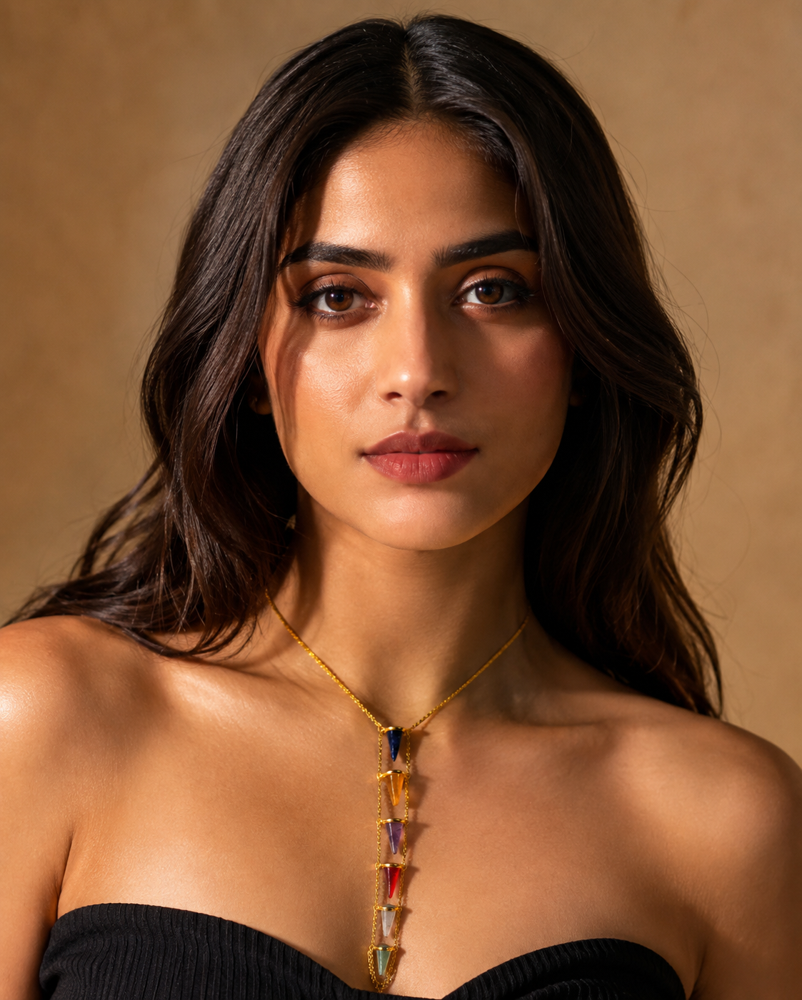 7 Chakra Multicolor Crystal Long Chain Necklace