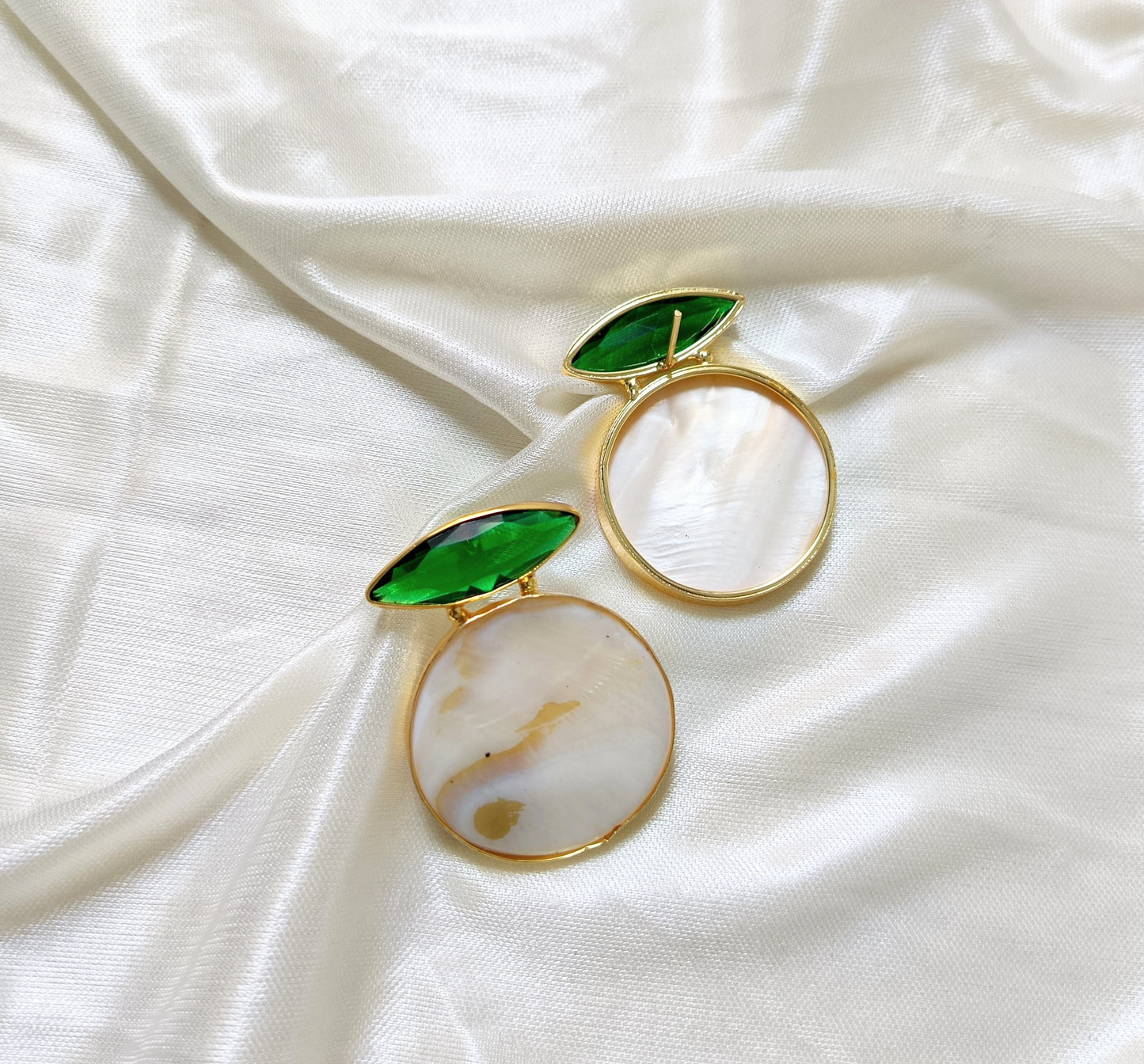 MOP Round Drop with Coloured gemstone Studs