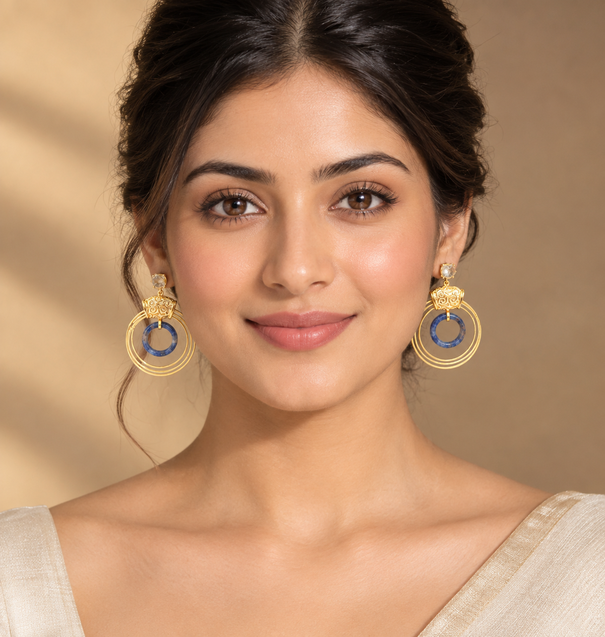 Elegant Gemstone Circle Earrings