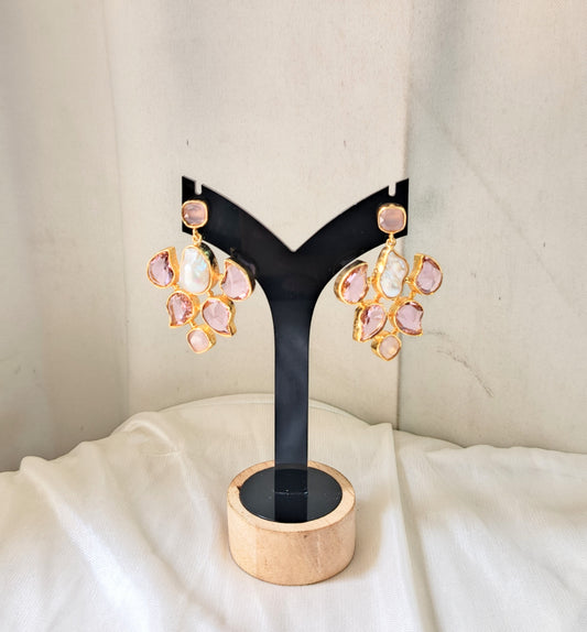 Blush Pearl Bloom Statement Earrings