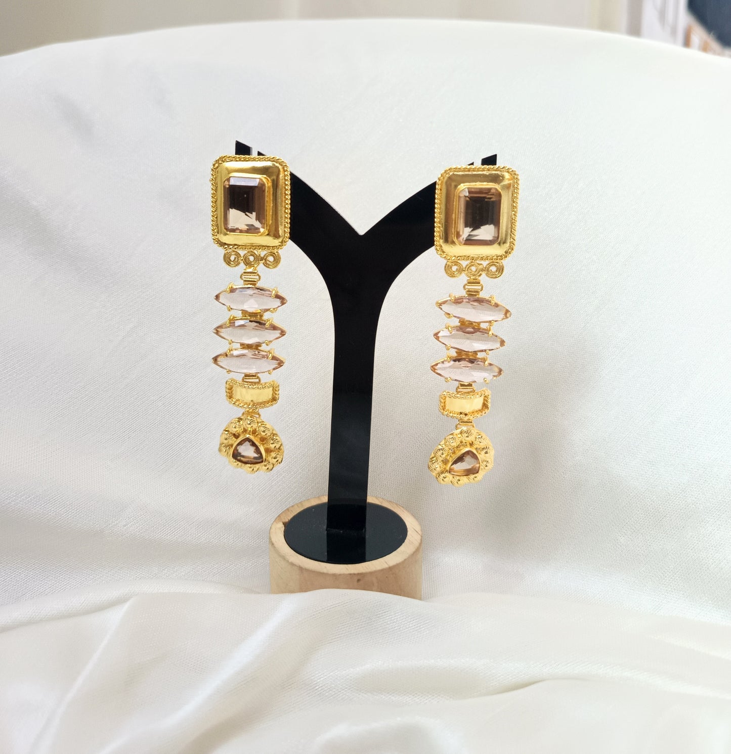 Elegant Geometric Stone Dangle Earrings