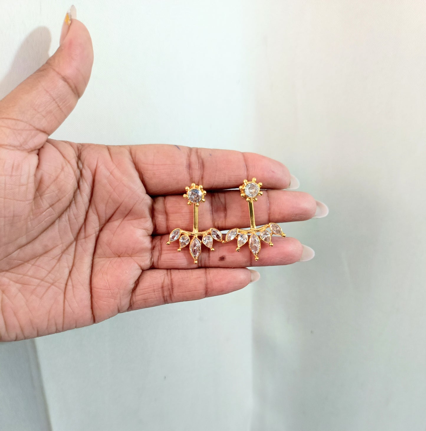 Bloom Leaf Zircon Drop Studs
