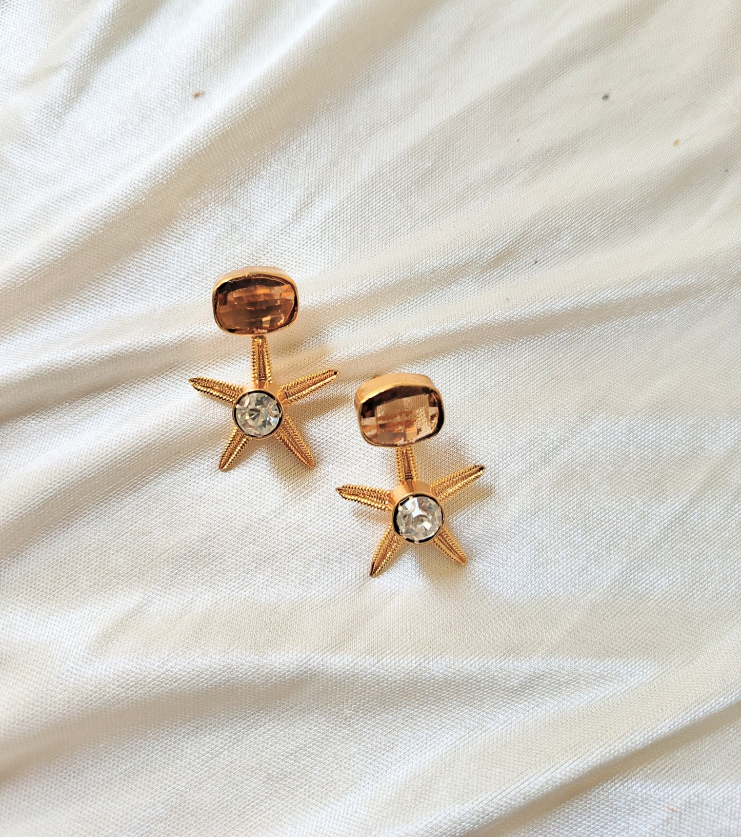 Golden Amber Multi-Stone Statement Necklace Set with Earrings