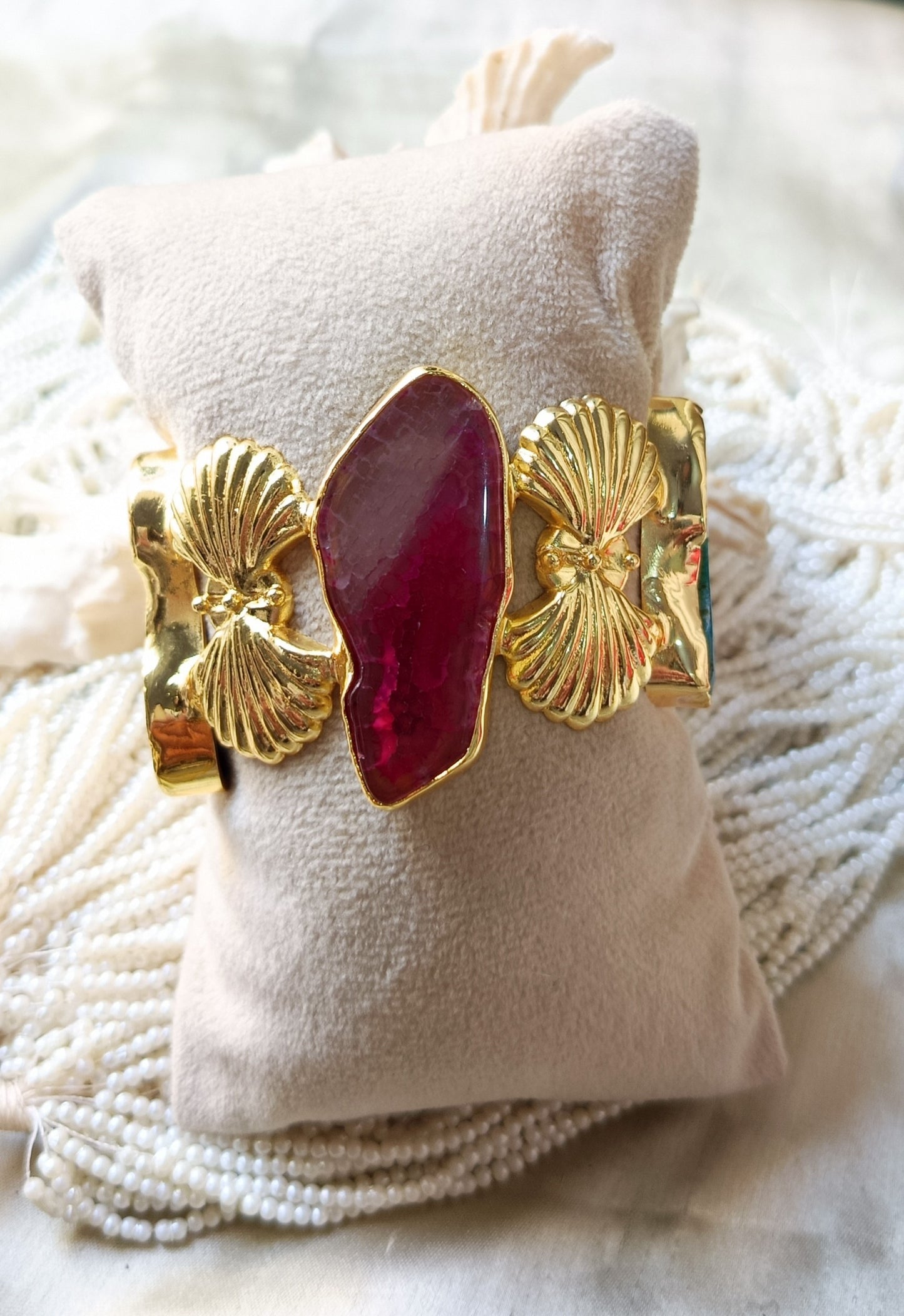 Agate Stone Seashell Handcuff