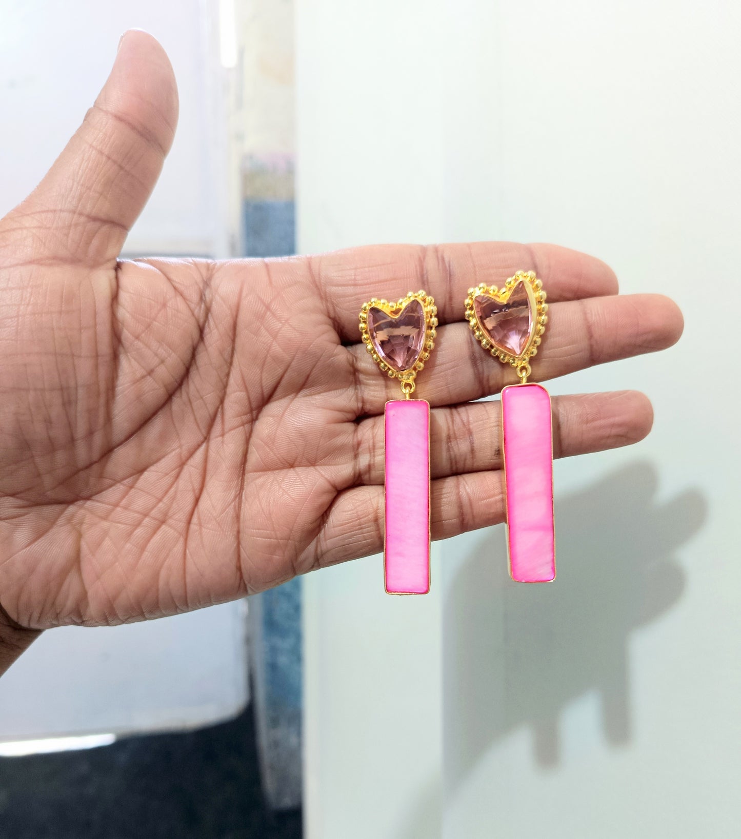 Elegant Gold Finish Rectangle Drop Earring