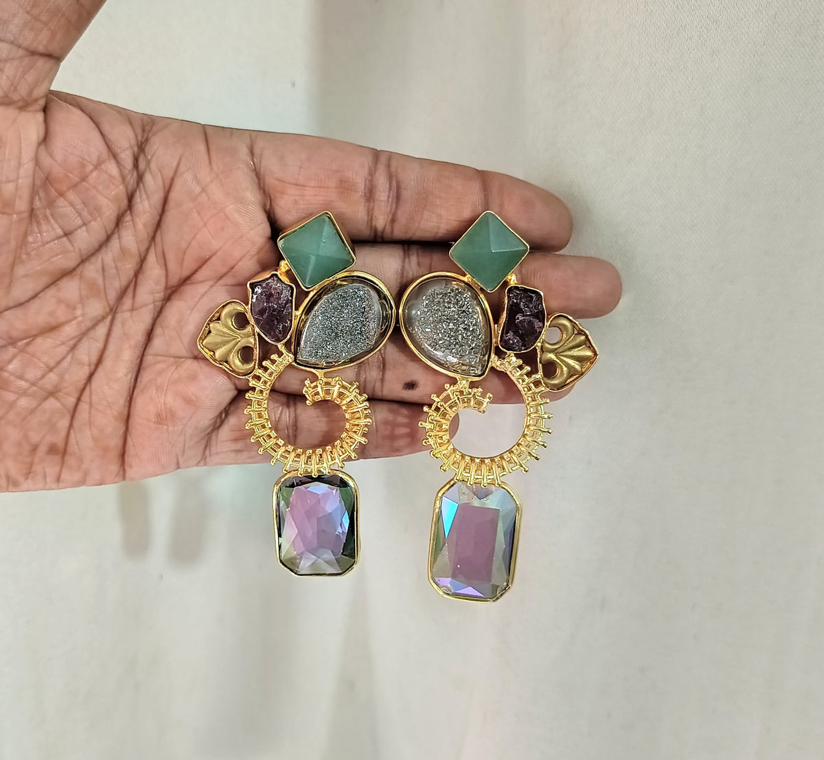 Designer Multicolor Crystal Dangle Earrings