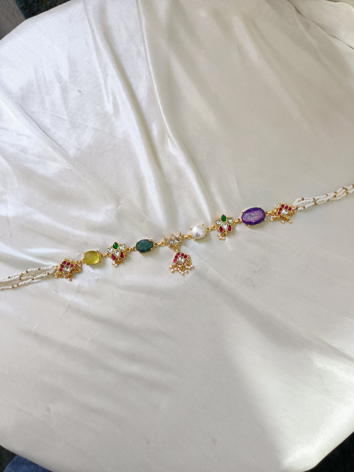Statement Multicolor Choker Set with Traditional Drop Earrings