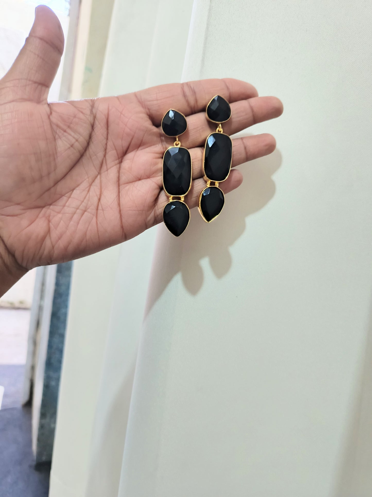 Multi- Stone Geometric Drop Earring