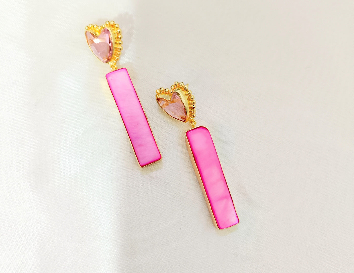 Elegant Gold Finish Rectangle Drop Earring