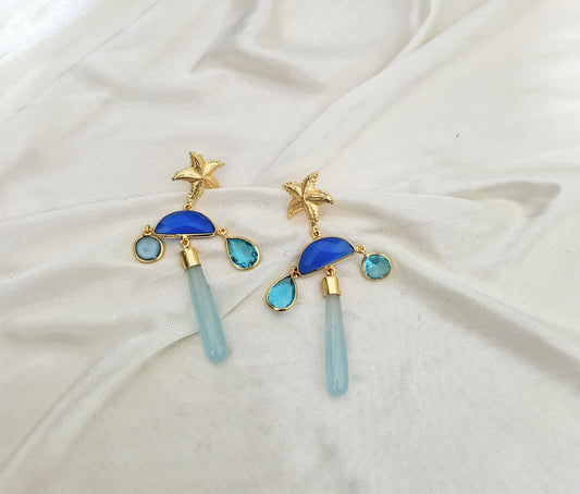 Starfish Inspired Blue Stone Drop Earring