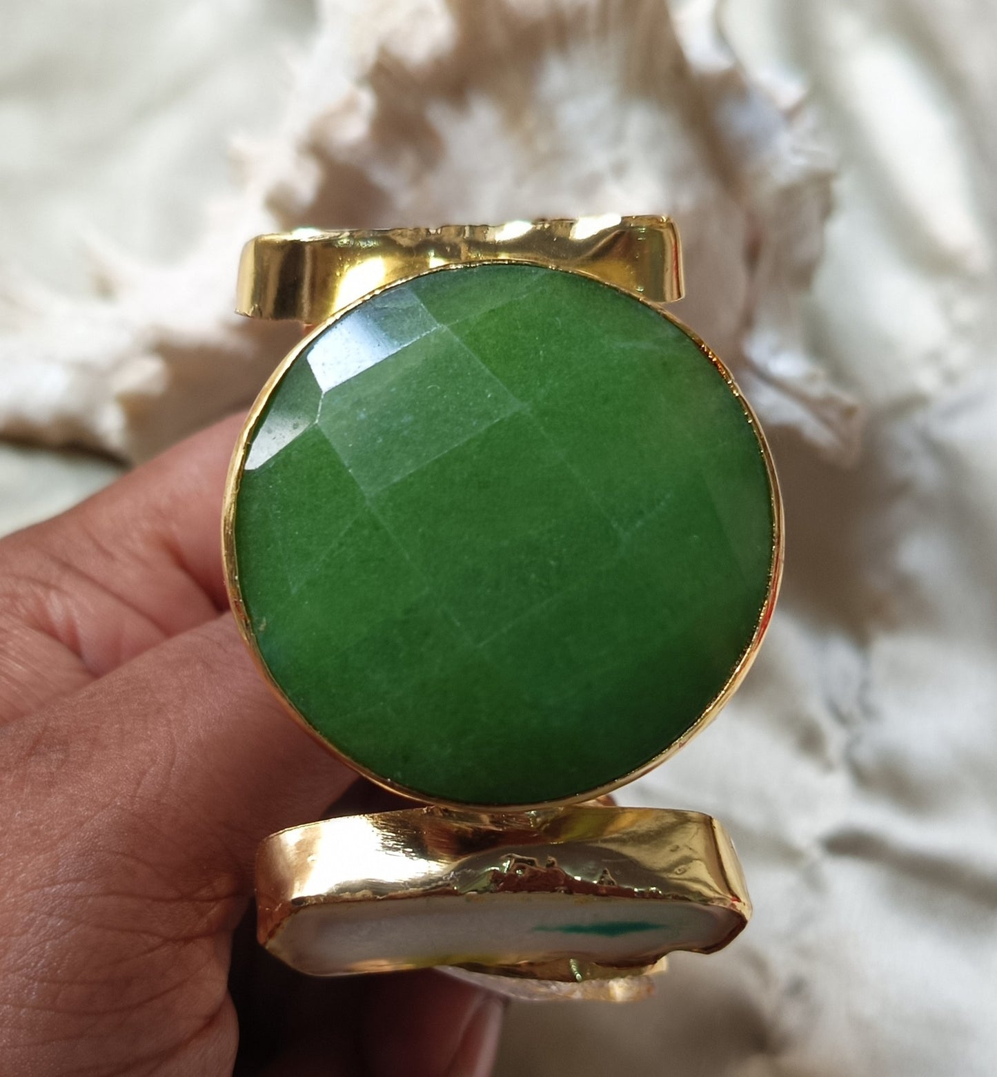 Green Aventurine White Agate Handcuff