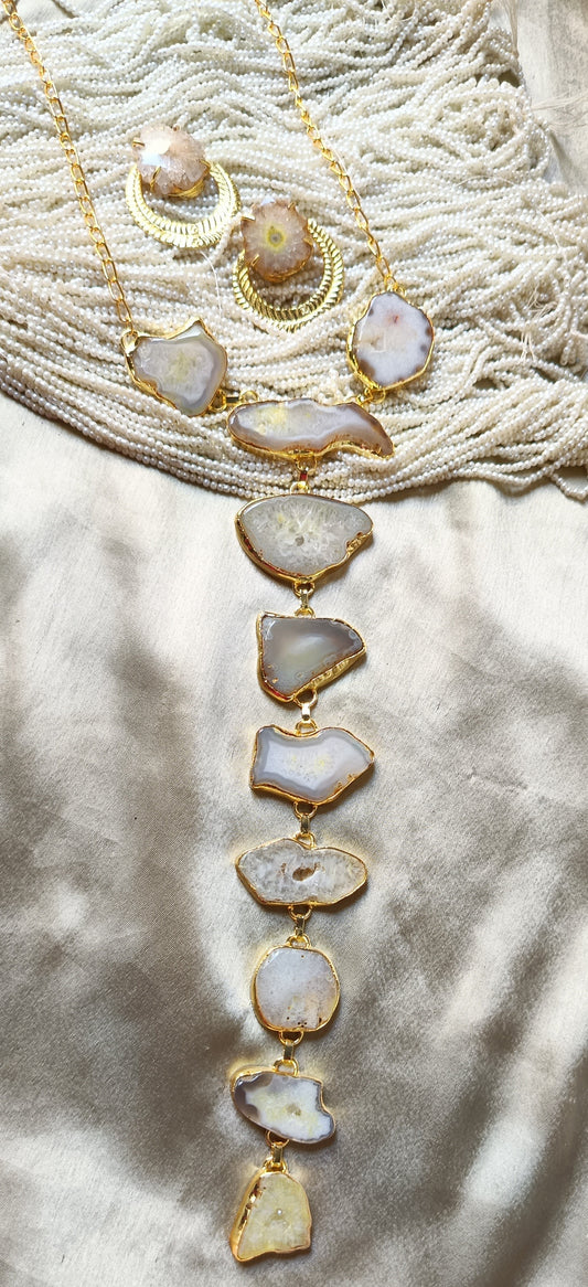 White Agate Necklace Set