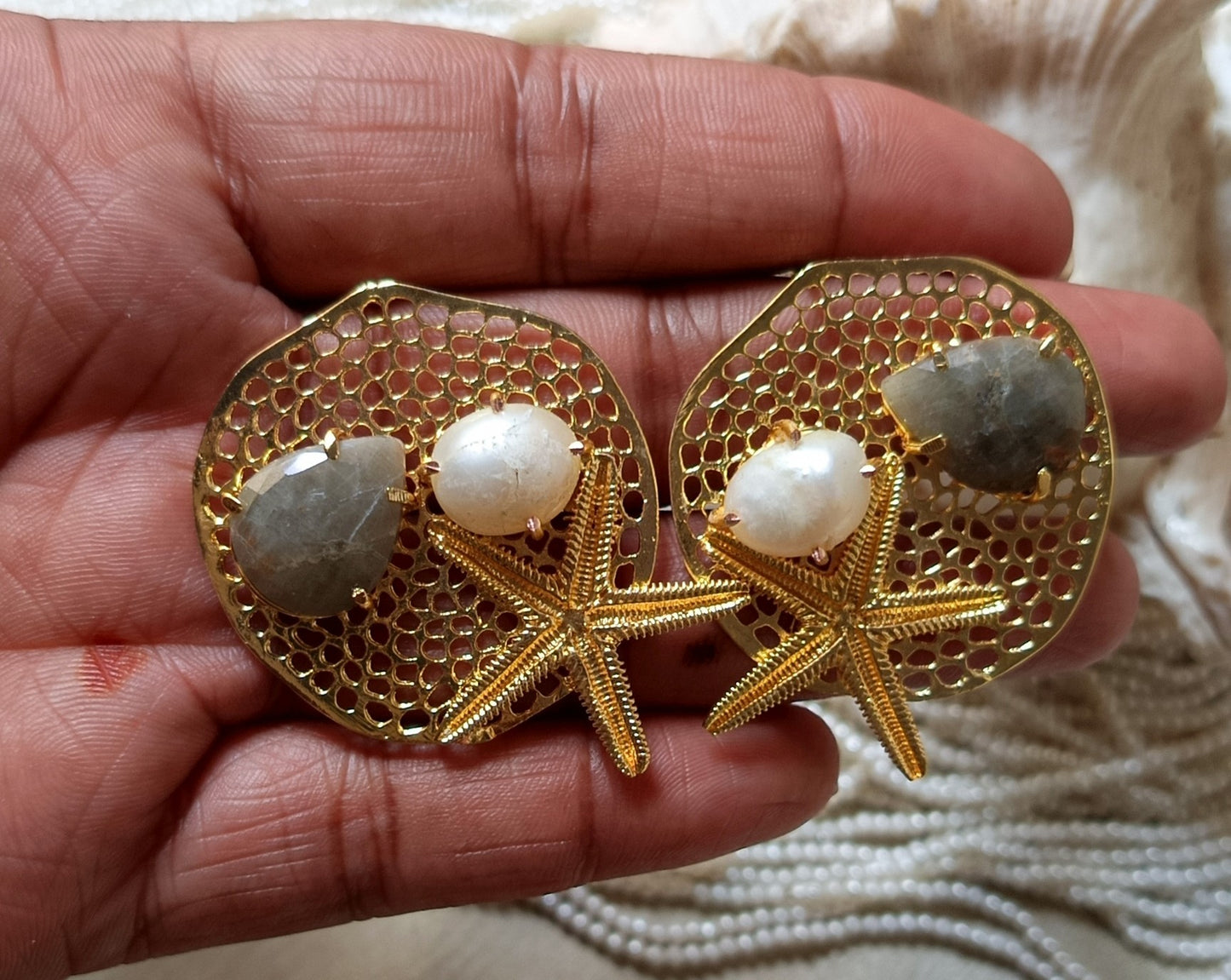 Sapphire Stone Starfish Earring