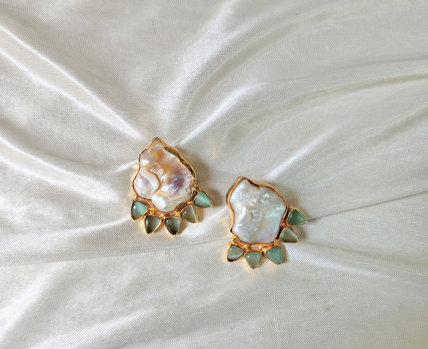Ocean Mist Pearl Stud Earrings