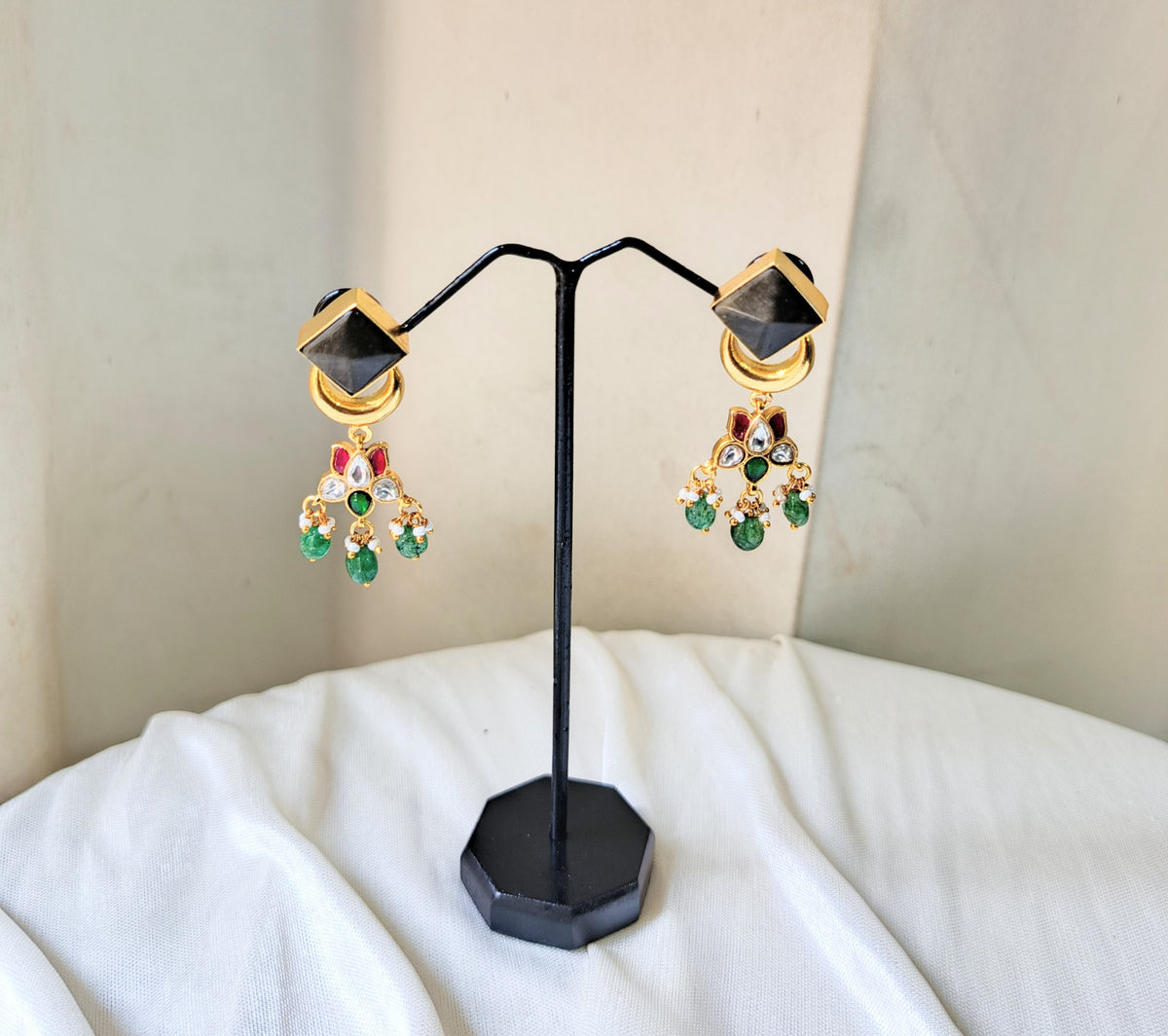 Elegant Multicolor Gemstone Dangle Earrings