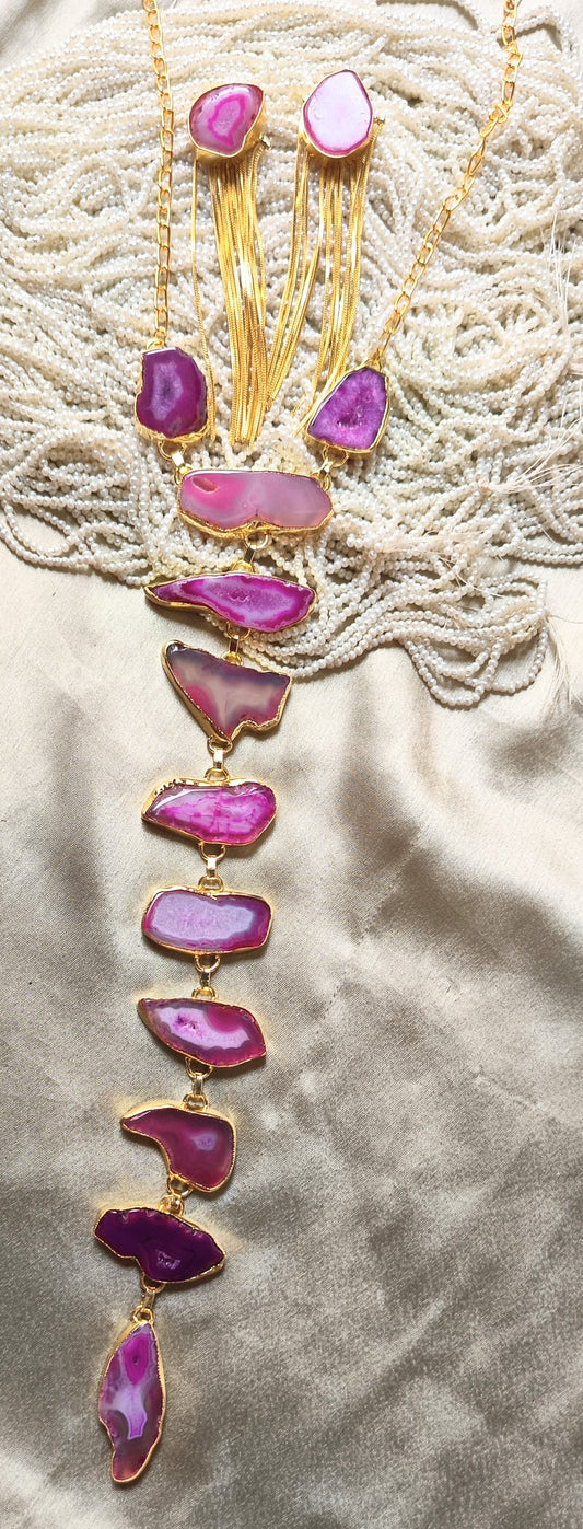 Pink Agate Necklace set