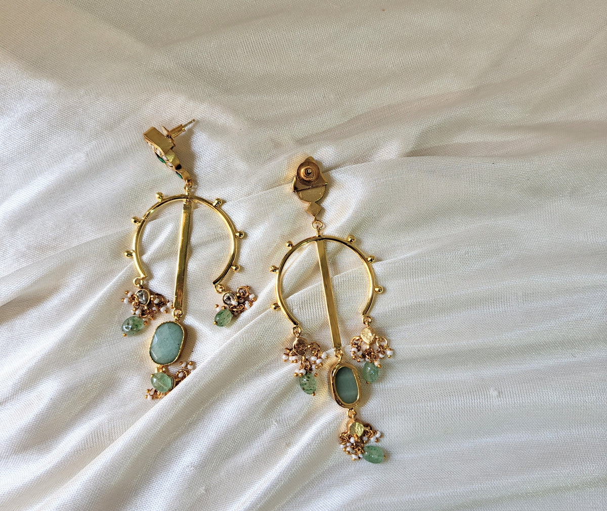 Kundan Emerald Long Dangler Earrings
