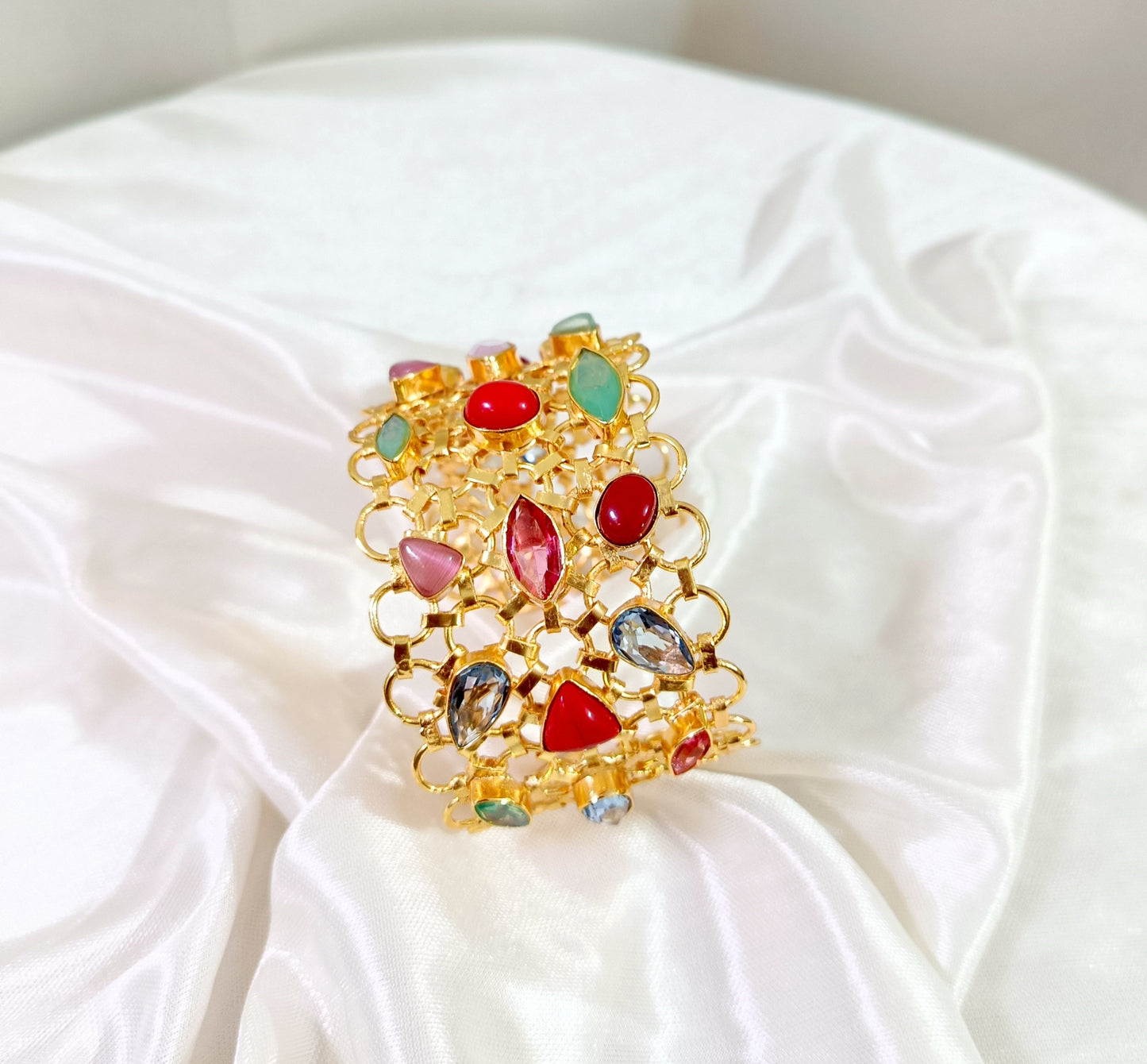 Royal Multi-Gem Gold Tone Handcuff