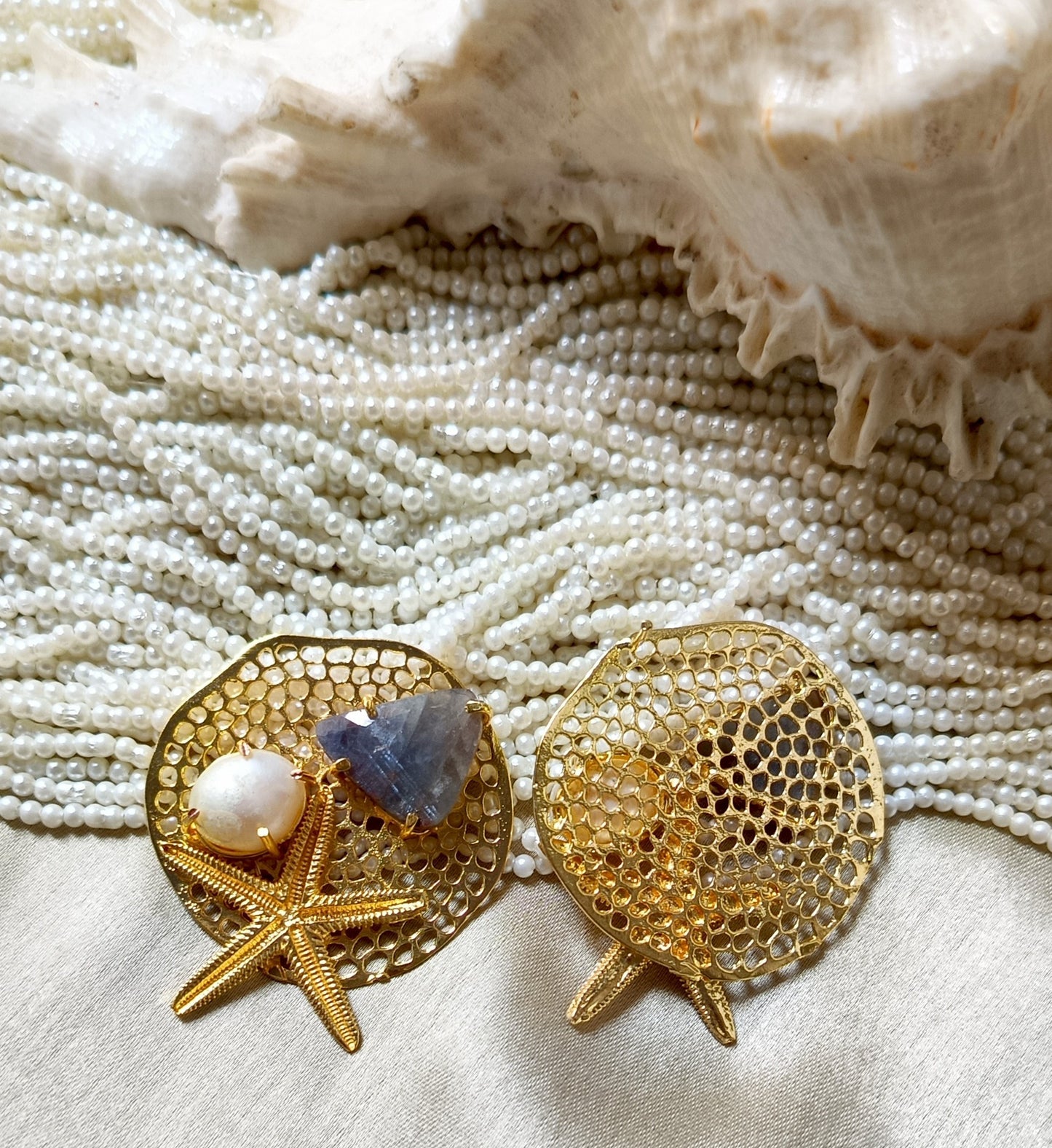 Sapphire Stone Starfish Earring