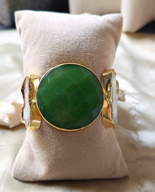 Green Aventurine White Agate Handcuff