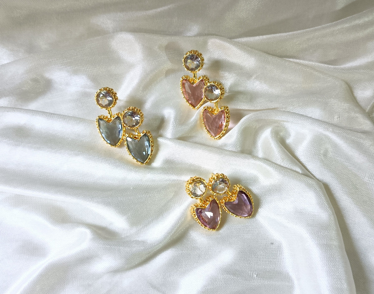 Elegant Heart Crystal Dangle Earrings