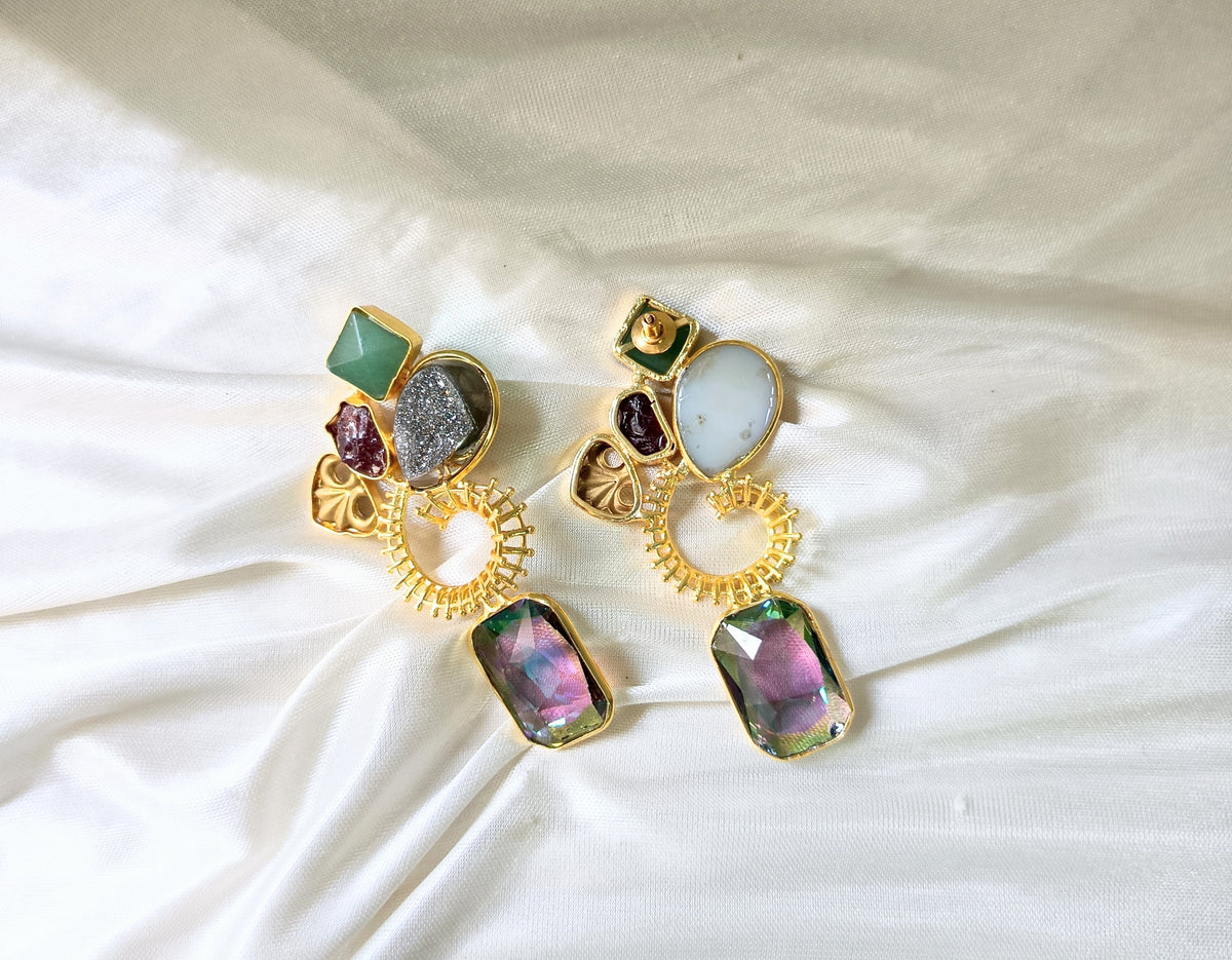 Designer Multicolor Crystal Dangle Earrings