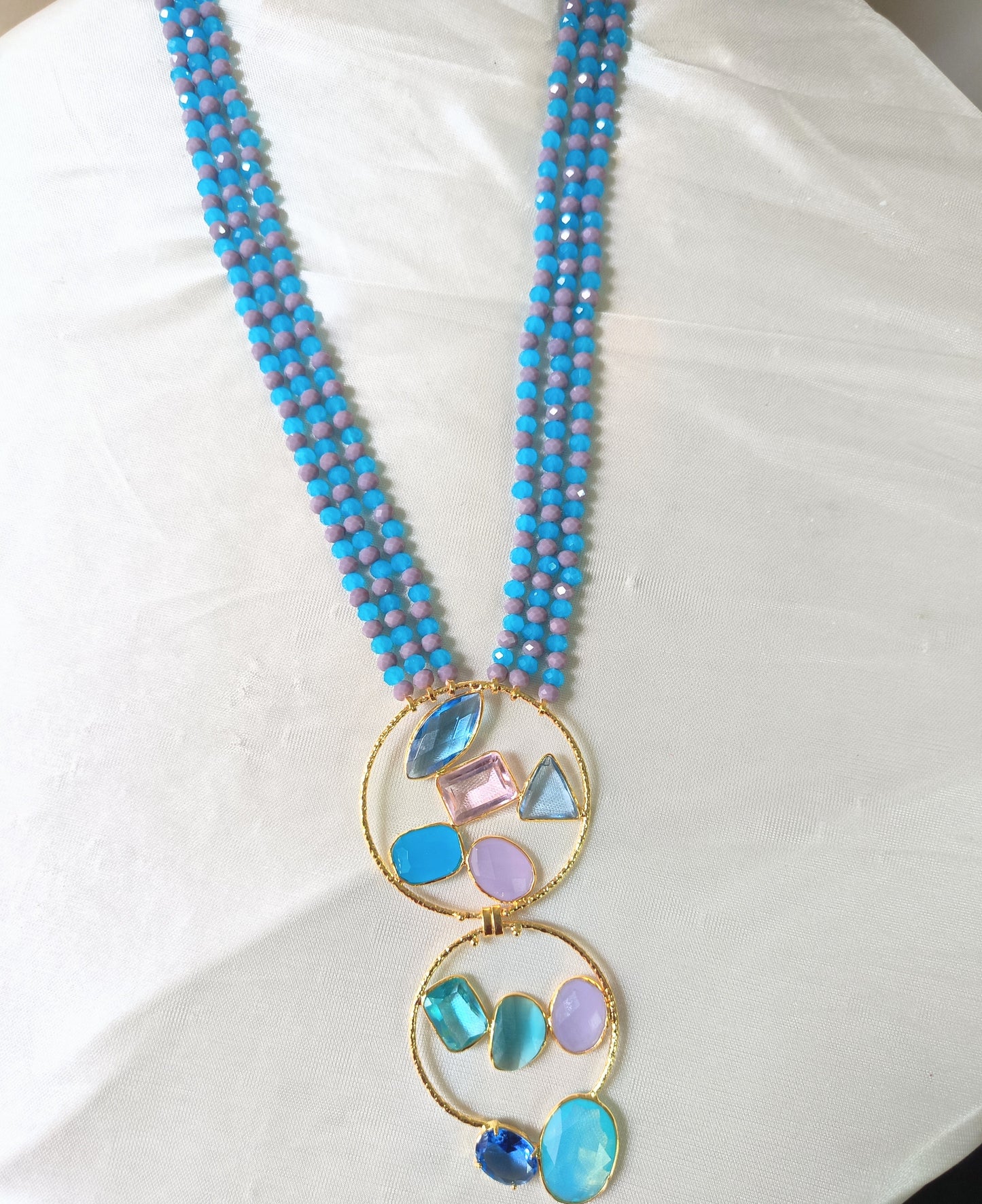 Celeste Multi-Stone Statement Pendant with Earrings